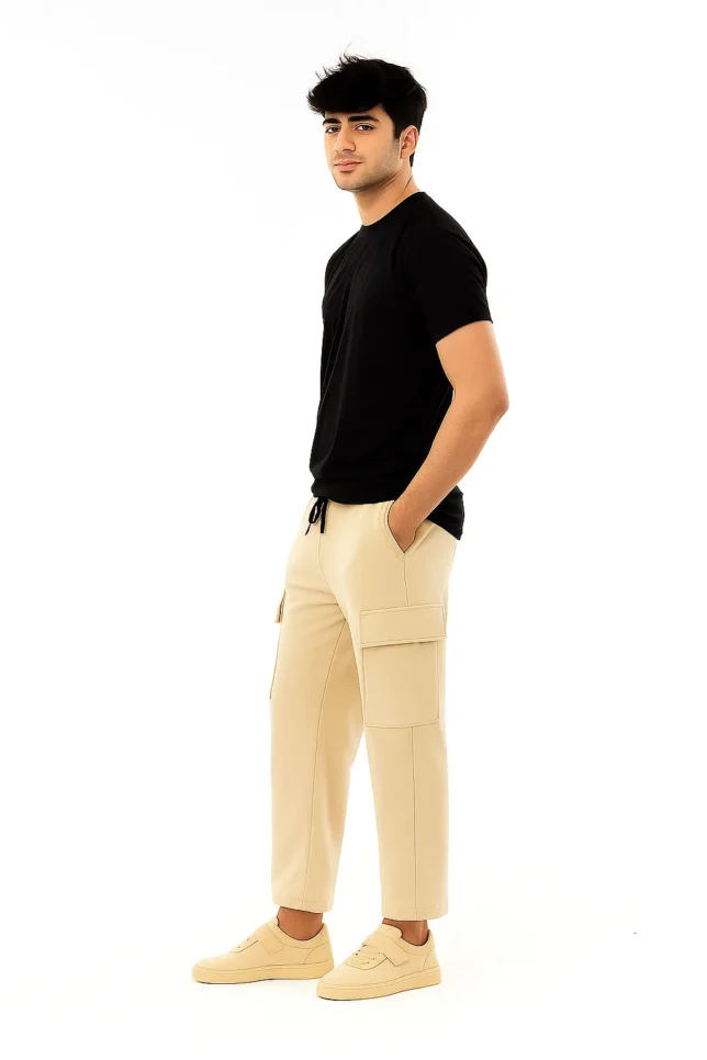 Beige Cargo Trousers - Image 2